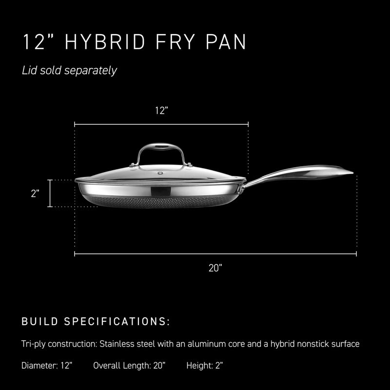 HexClad Hybrid Nonstick 12-Inch Frying Pan, Stay-Cool Handle, Dishwasher-Friendly, Oven-Safe Up to 900Â°F, Induction Ready, Compatible with All Cooktops - Image 3